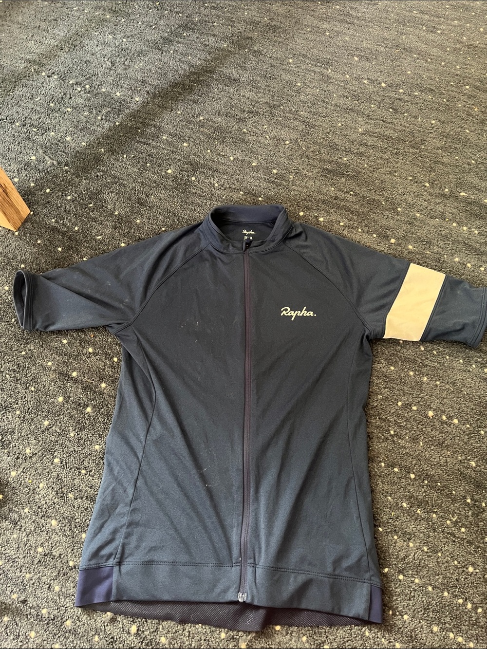Rapha Navy Cycling Jersey with Beige Sleeve Accent